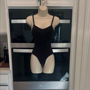 SKIMS Black Spaghetti Strap Bodysuit